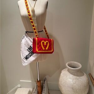Moschino Red and Yellow Heart Crossbody Bag